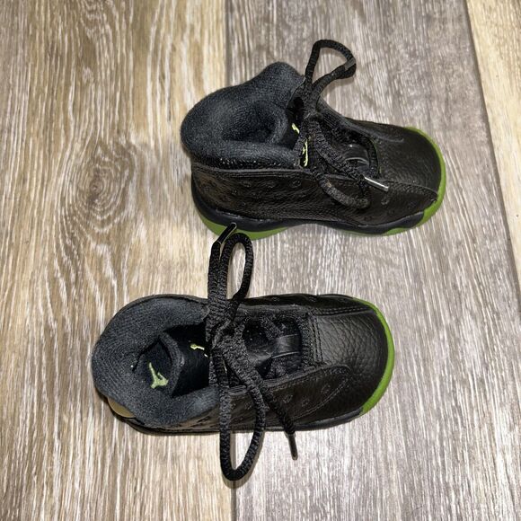 Nike Air Jordan 13 Retro 414581-042 Black Altitude Green Toddler Youth Size 4C - Picture 2 of 11